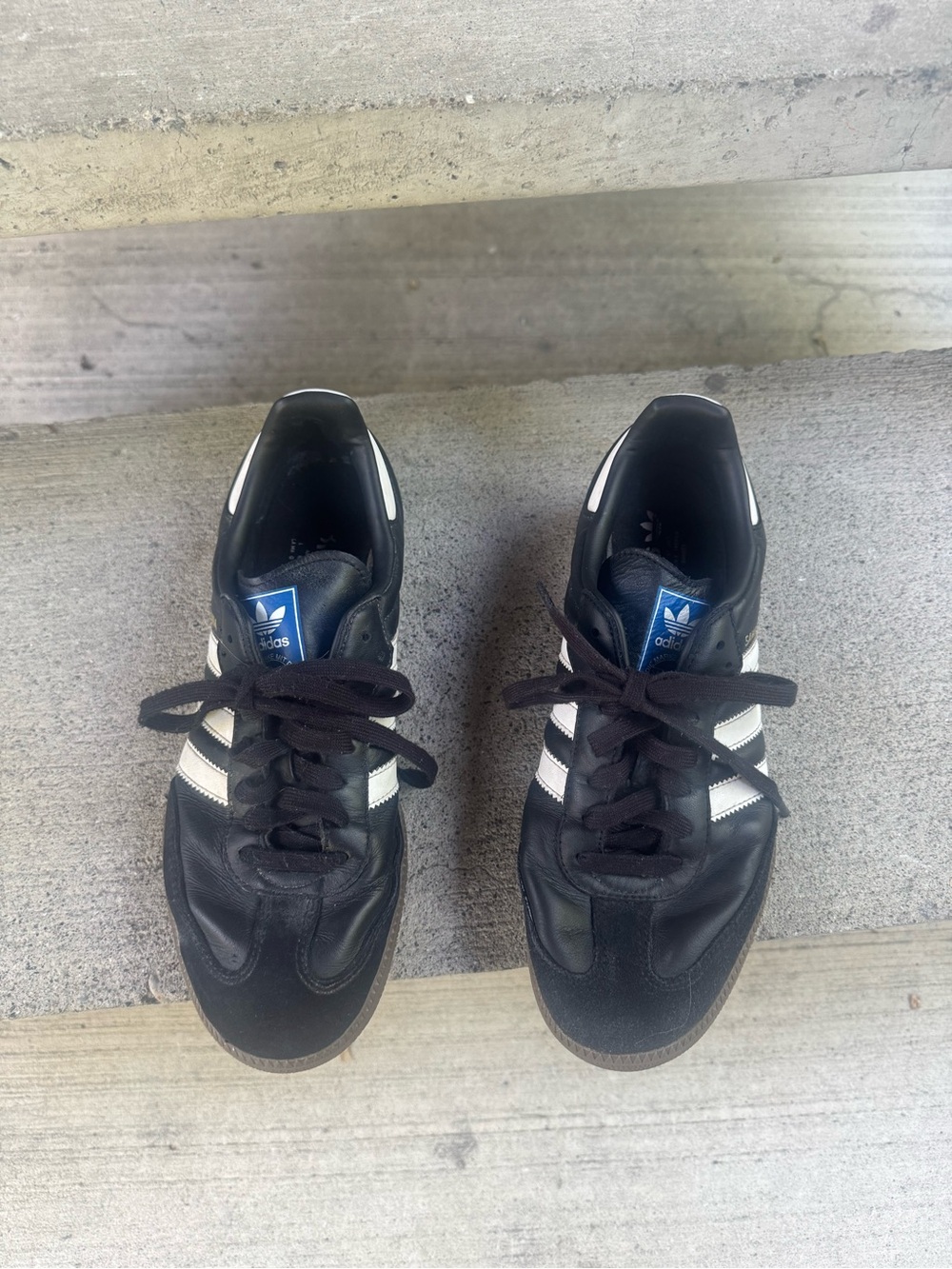 Adidas black and white sambas